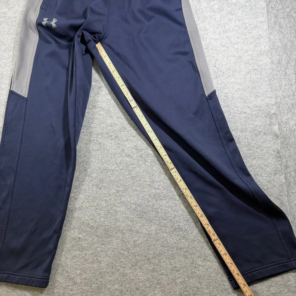 Under Armour ColdGear Sweatpants Mens M Navy Gray Drawstring Loose Fit Lounge